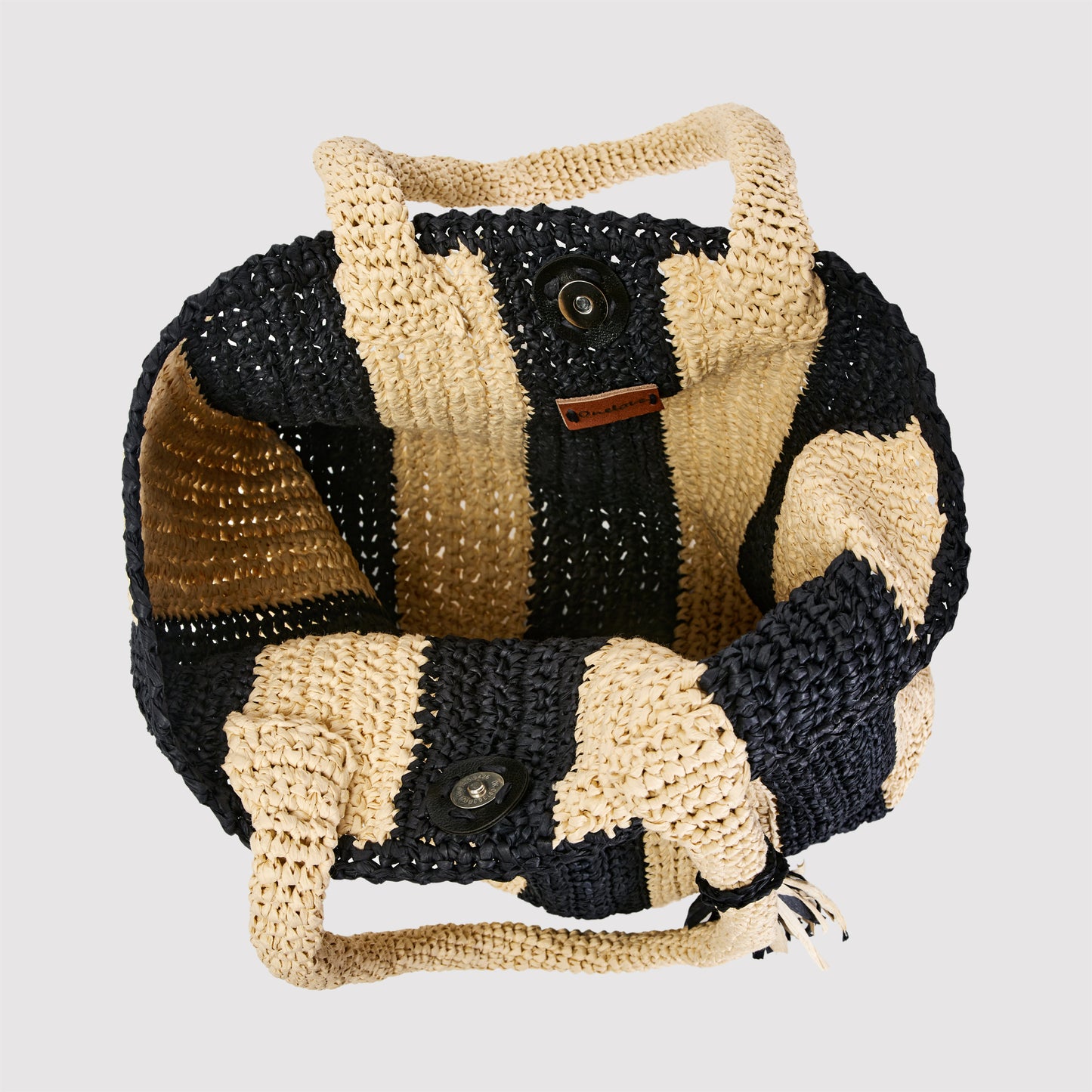 onelove butterfly valley raffia hand-made beach bag inside