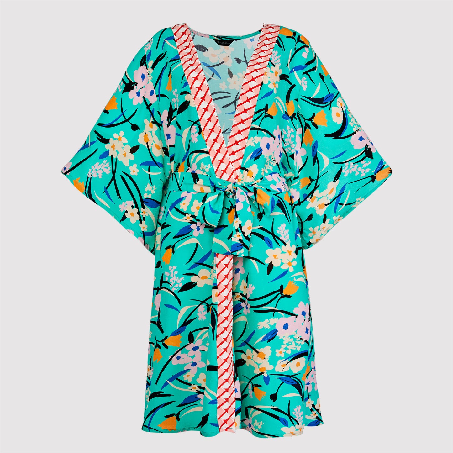 Kathy 2 component long kimono, Mint Printed