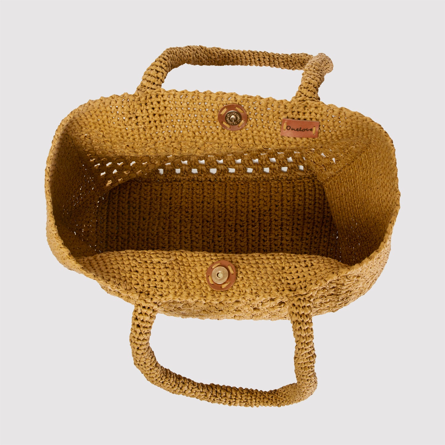 onelove lara raffia hand-made beach bag inside