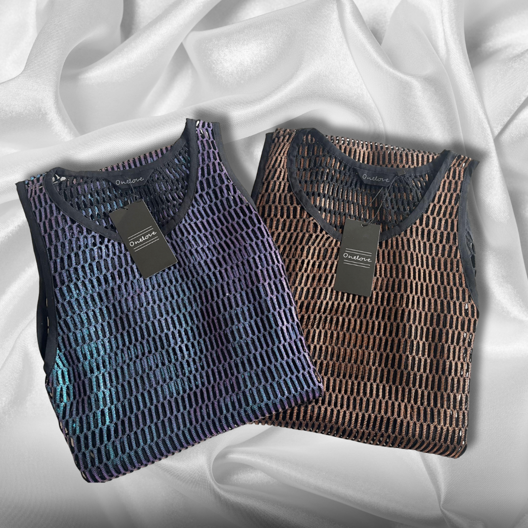 Emily Mesh Foil Printed Sleeveless Midi Dress, bronze