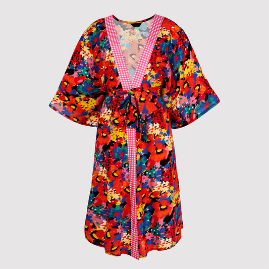 Debby 2 component  long kimono, Mixed Printed