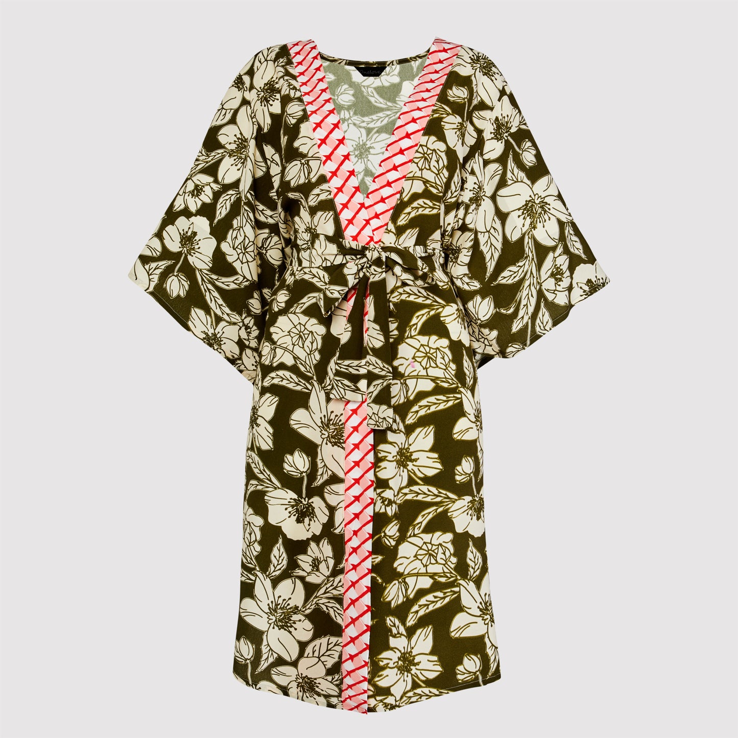 Jana two component  long kimono, Khaki printed