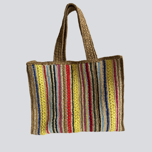 Mimoza bag, hand braided raffia multi color striped beach bag, khaki,sax blue,yellow,red,orange,beige,pink,off white, neutral color